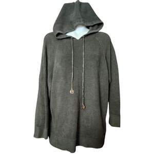 Michael Kors Hoode Sweater  Women's 1X  Green Waffle Knit Hoodie Pullover